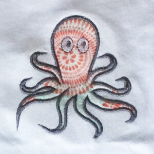 Fun, simple octopus applique design in three sizes.  This cute octopus has tons of character!