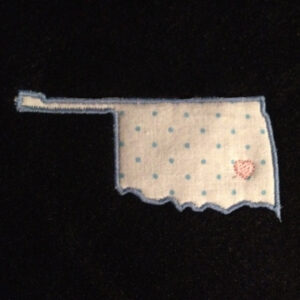 Oklahoma appliqué and embroidery design in 7 styles and sizes.  Buy this state (Oklahoma)  –  get any state free