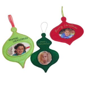 In-the-hoop retro style Christmas ornaments