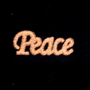 Peace in cursive applique and filled embroidery designs – 10 different versions of this file.