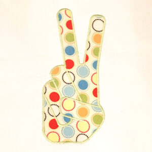 Cool and retro hand peace sign symbol machine applique design fit for your favorite hippie