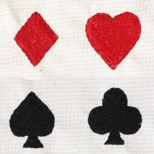 Playing card symbols club, heart, diamond and spade machine embroidery and appliqué designs