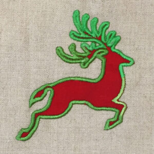 Leaping reindeer machine appliqué and embroidery designs.  Eight different sizes and styles – perfect for holiday gifts.