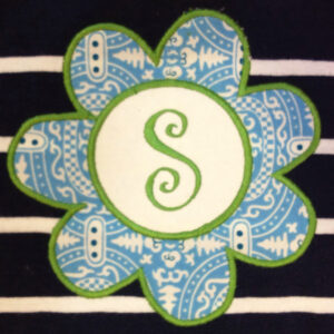 Groovy Flower Machine Applique Design With or Without Initial in 2 sizes: a flower with every letter as well as a flower without an initial