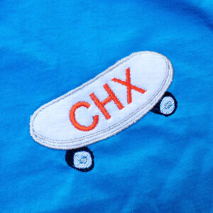 Skateboard Machine Applique Design – Completely customizable for abbreviated city nickname – integrate any 3 letters to represent your town