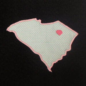 South Carolina appliqué and embroidery design in 7 styles and sizes.  Buy this state (South Carolina)  –  get any state free
