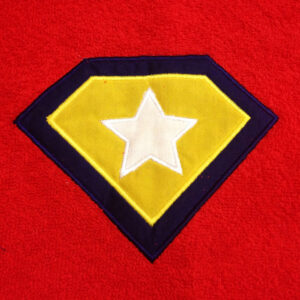 Versatile and cute superhero icon machine appliqué design in 4 sizes