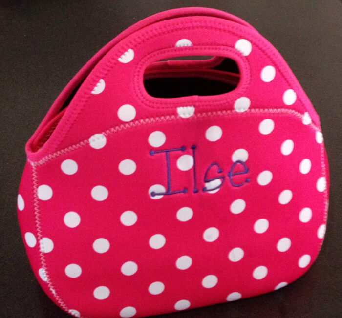 A personalized lunch tote is the perfect gift to make on an embroidery machine