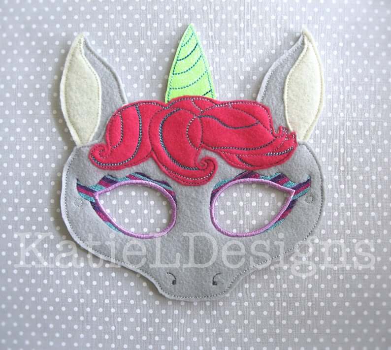 in-the-hoop unicorn mask from Katie L Designs