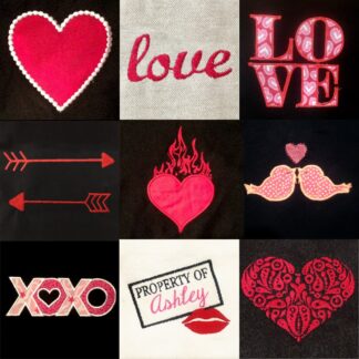 Valentines Day embroidery and applique designs