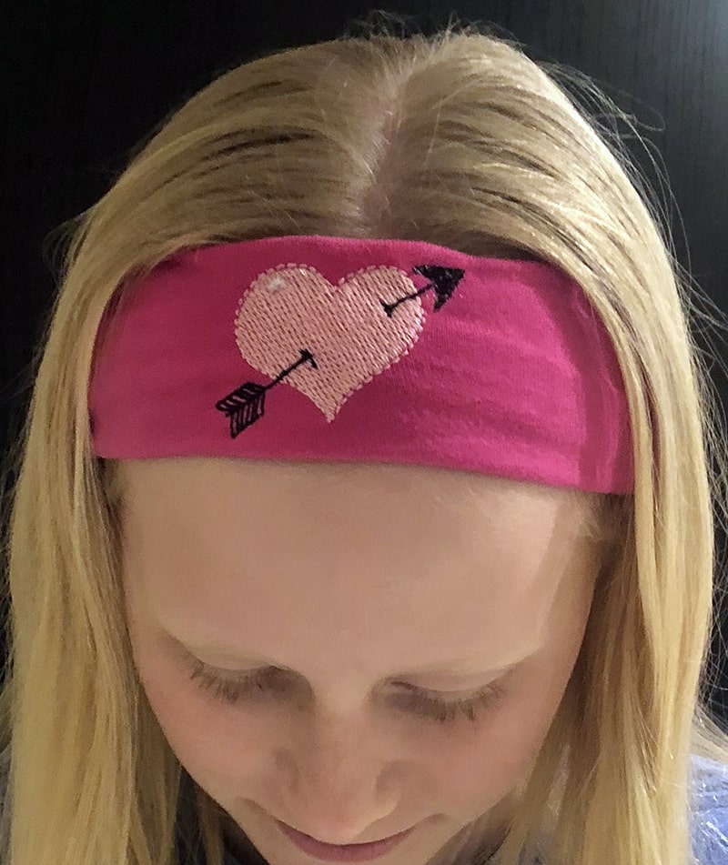 The headband was made from the t-shirt with the crooked applique