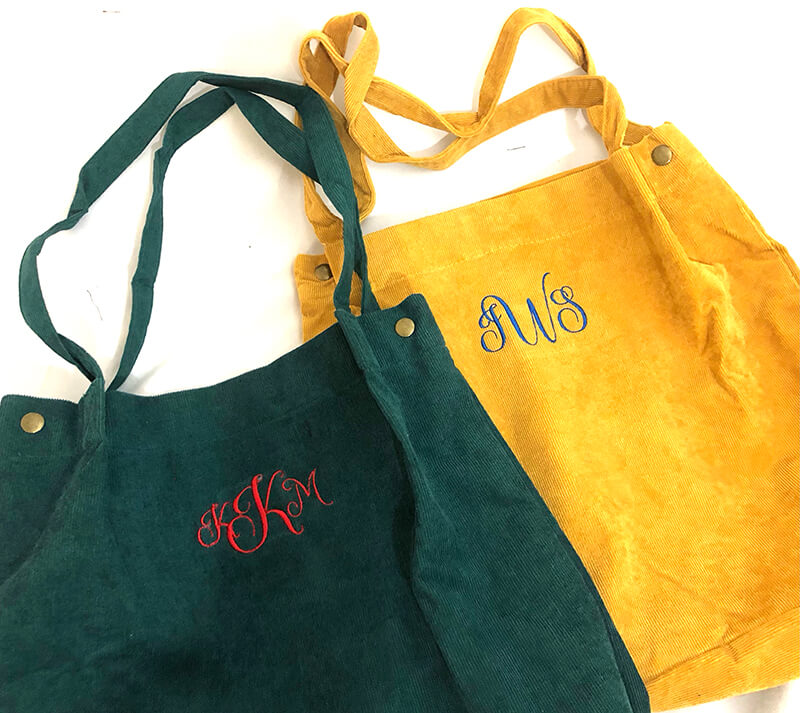 tote bags monogrammed with College girl font