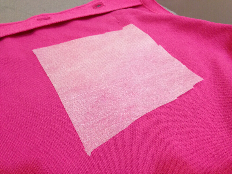 How to monogram on a sweater: placing the stabilizer