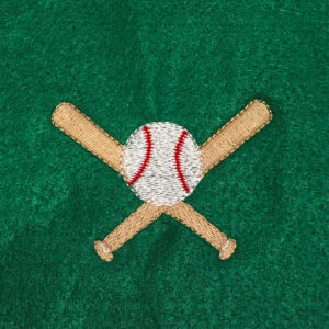 Baseball with crossed bats machine embroidery design