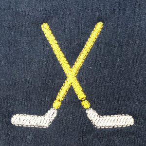 hockey sticks crossed embroidery design