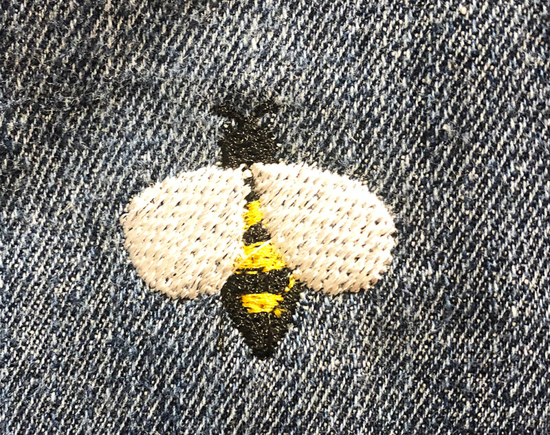 final bee embroidery file stitched out.