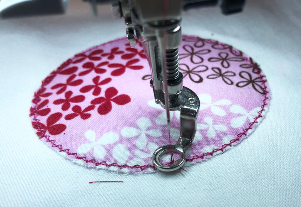 Tack down stitching for appliqué that I digitized using Sew Art