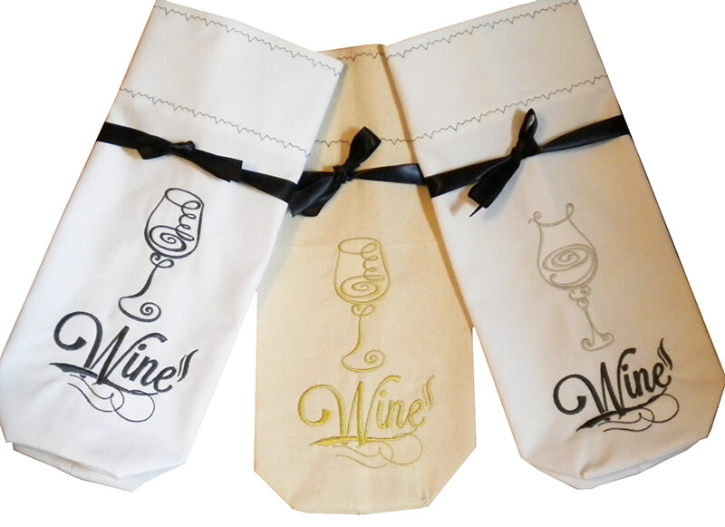 Handmade wine bags by Connie Reese