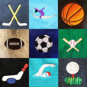 Sports embroidery design set
