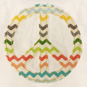 Simple and versatile appliqué and filled embroidery peace signs