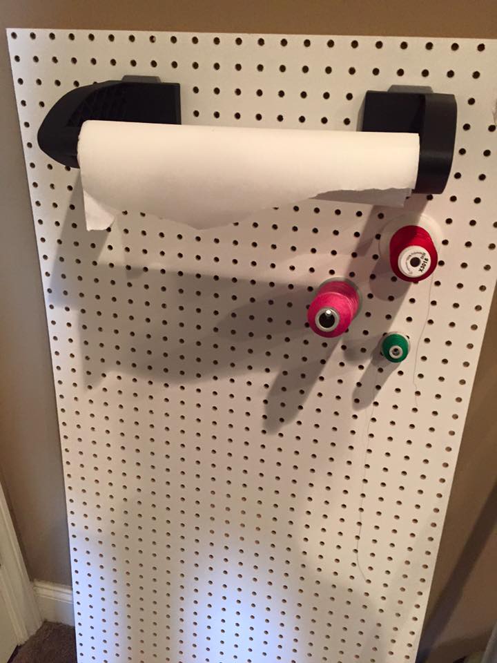 peg board for organizing sewing supplie