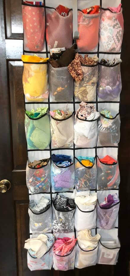 Organize fabric in closet shoe holder