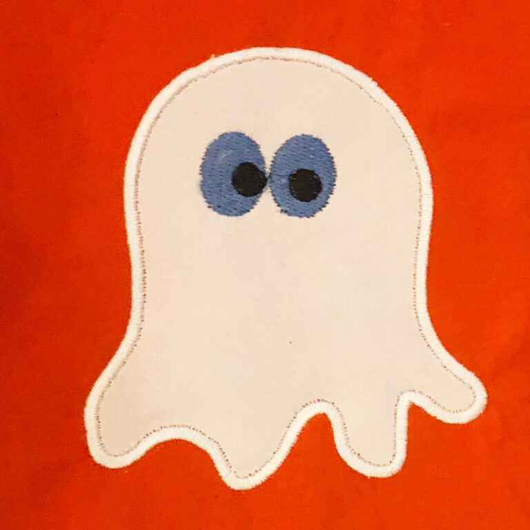 Cute Ghost With Flowers Applique Embroidery Cute Ghost With Flowers Applique Embroidery