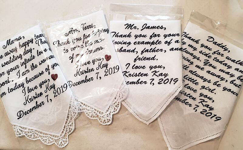 embroidered handkerchiefs for wedding