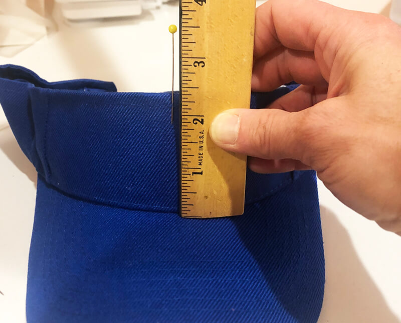 how to embroider on a visor: locating the center of the design