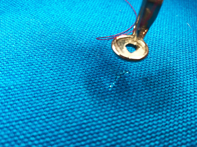 preparing to stitch embroider design and cover the hole
