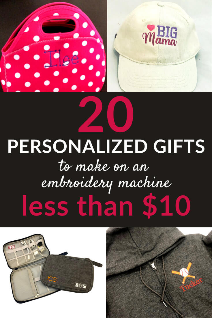 Gifts to make on an embroidery machine personalized and under 10!