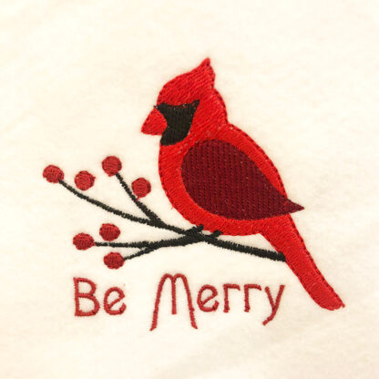 Cardinal "Be Merry" Machine Embroidery Design