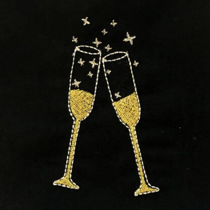 clinking champagne glasses machine embroidery design