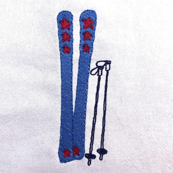 retro skis machin embroidery design