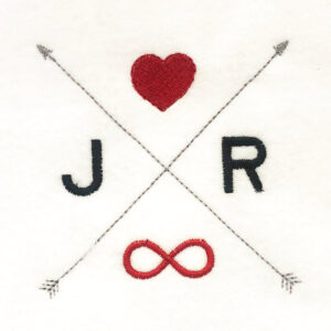 Arrows with heart and infinity sign to customize with initials