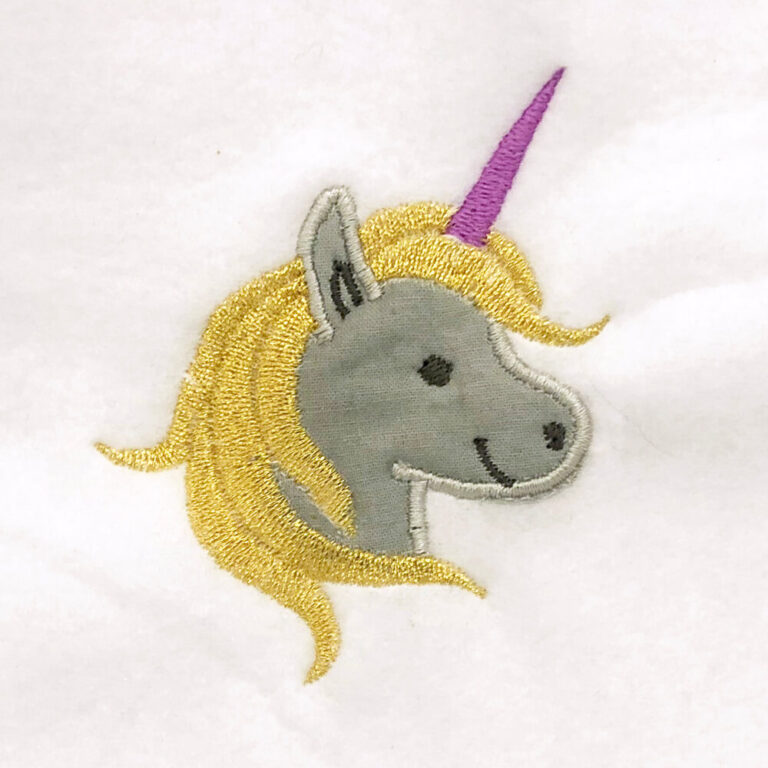 Unicorn head appliqué design Machine Embroidery Geek
