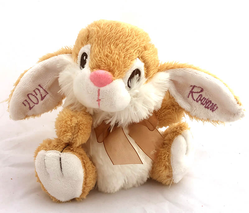 bunny with embroidered ear