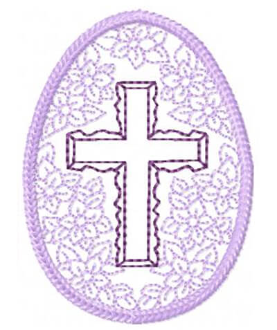 egg with cross decorative free appliqué design