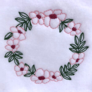 Spring floral wreath embroidery design