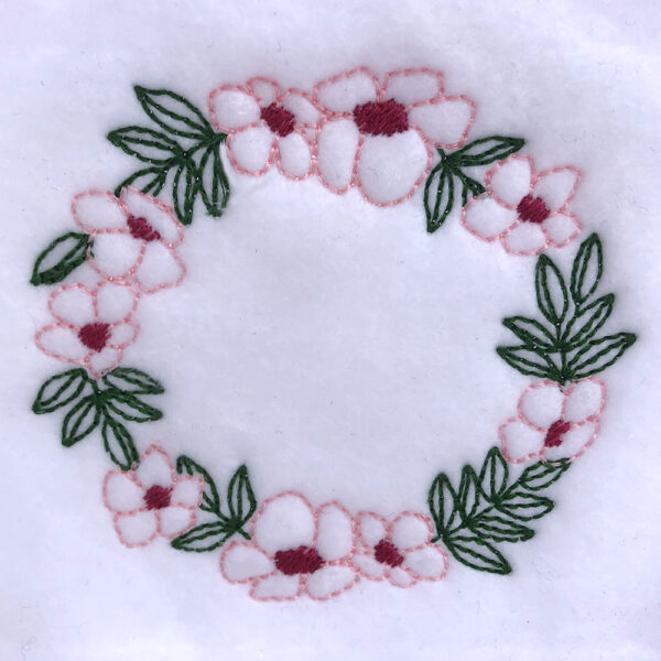 lovely spring floral wreath embroidery design