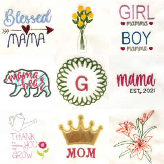 moms and flowers machine embroidery and appliqué designs