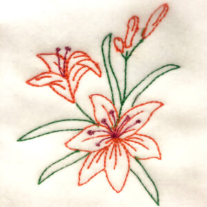 Daylilies sketch embroidery design