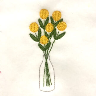 simple flowers in vase machine embroidery design