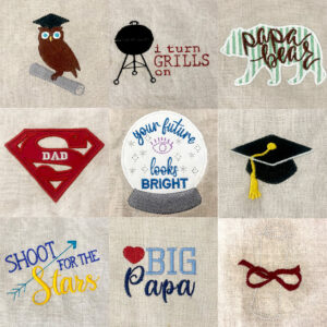 Dads and grads machine embroidery and appliqué design set