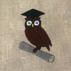Brainy owl machine embroidery design