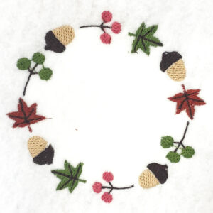 Acorn and leaf wreath embroidery design