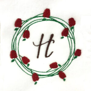 Simple wreath with apples embroidery design