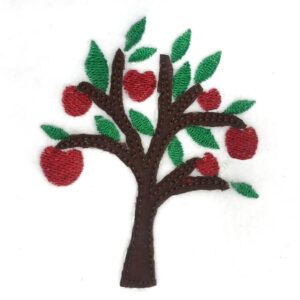 Modern apple tree raw edge appliqué design