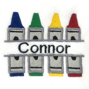 Split crayon appliqué design