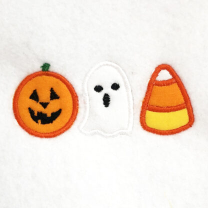pumpkin, ghost, candy corn appliqué